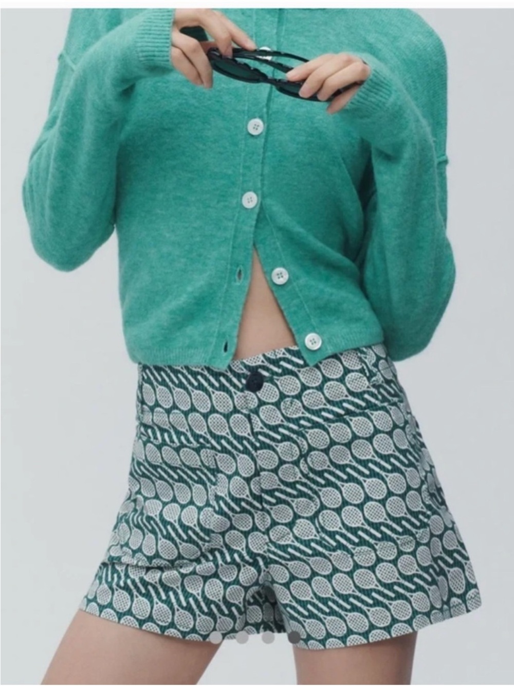 New Anthropologie Maeve The Colette Shorts Green Tennis Racket Printed 27